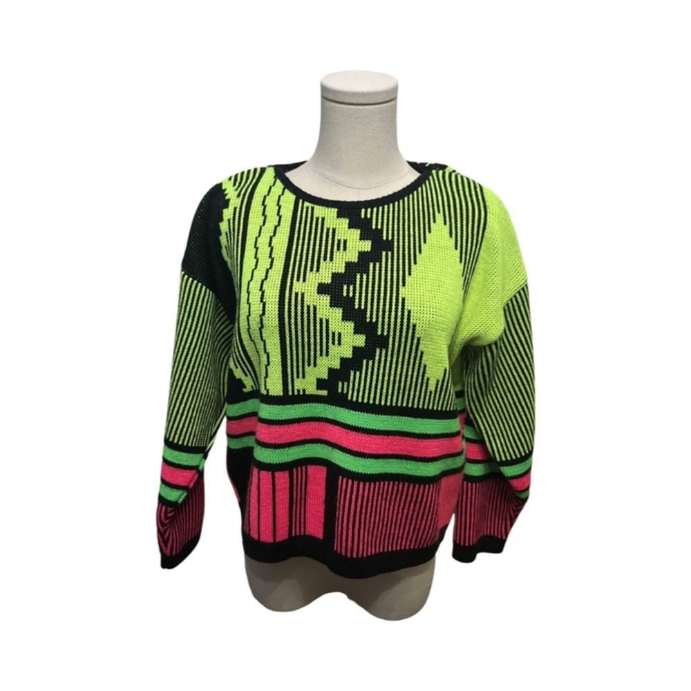 Neon geometry sweater - size M